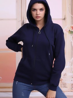 Lacivert Fermuarlı Sweatshirt