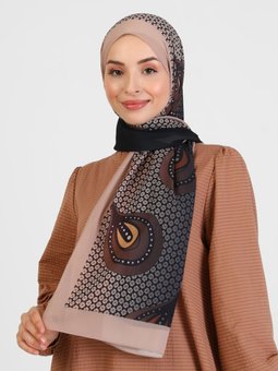 Retro Desenli Siyah Şal