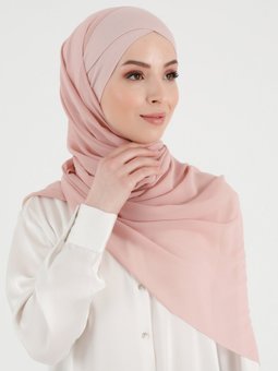 Boneli Çapraz Şifon Pudra Şal
