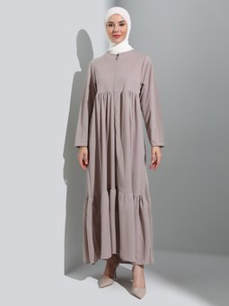 Boydan Fermuarlı Vizon Ferace