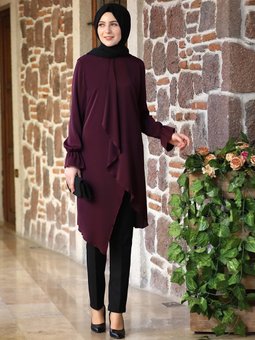 Nisa Tunik & Pantolon İkili Mürdüm Takım