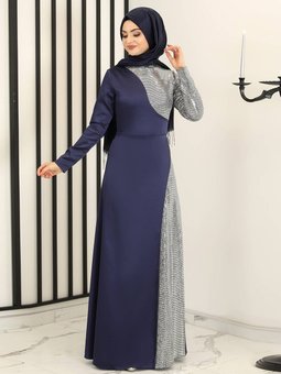 Damla Lacivert Abiye Elbise