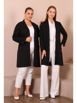 Buyuk Beden Kadin Tesettur Giyim Blazer Ceket Siyah
