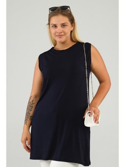 Kadin Tesettur Sıfır Kol Kurtarıcı Kolsuz Lacivert Tunik