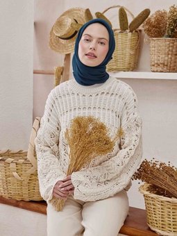 Pamuk İpek Parlament Mavi Eşarp