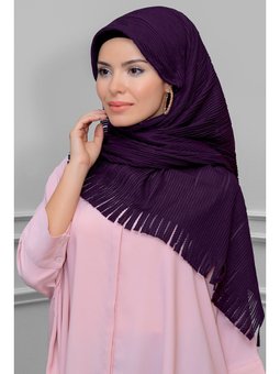 Mürdüm Arkadan Bağlamalı Eşarp Kesik Elyaf Piliseli Saçaklı Lazer Kesim
