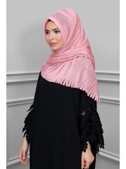 Pudra Arkadan Bağlamalı Eşarp Kesik Elyaf Piliseli Saçaklı Lazer Kesim