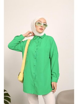 Açık Yeşil Düz Terikoton Salaş Gömlek