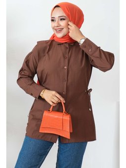 Kahverengi Kuş Gözlü Terikoton Gömlek