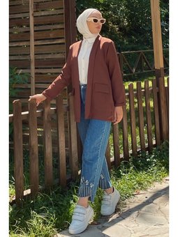 Kahverengi Sahte Cepli Ceket