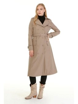 Mevsimlik Astarlı Uzun Kap Vizon Trençkot