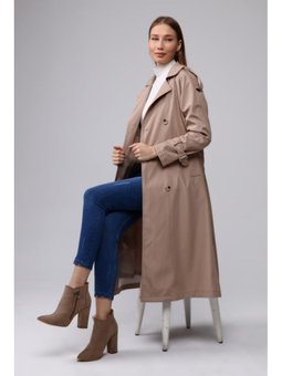 Reglan Kol Mevsimlik Astarlı Uzun Trençkot,kap Bej Trençkot