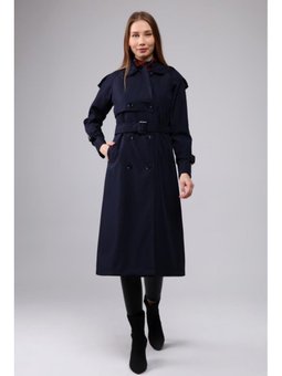 Reglan Kol Mevsimlik Astarlı Uzun Trençkot,kap Lacivert Trençkot
