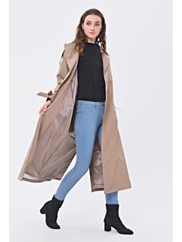 Tek Düğmeli Reglan Kol Uzun Mevsimlik Astarlı Trençkot/kap Vizon Trençkot