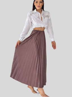 Gül Kurusu Astarsız Piliseli Uzun Etek