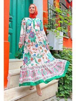 Alaçatı Desenli Yeşi̇l Elbise