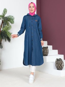 Arma Detaylı Koyu Kot Kap