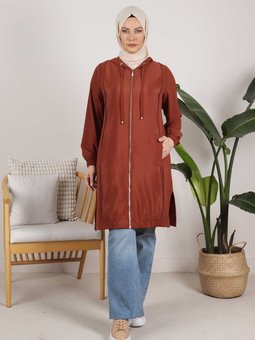 Akik Büyük Beden Fermuarlı Spor Kap