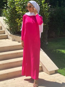 Fuşya Jakar Detaylı Sor Elbise