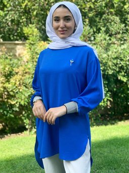 Saks Mavisi Broşlu Aerobin Tunik