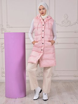 Düz Dikişli Şişme Pudra Yelek