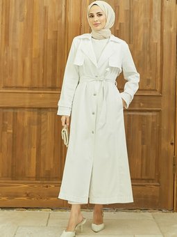 Denim Beyaz Trençkot