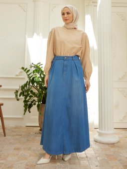 Denim Koyu Mavi Etek