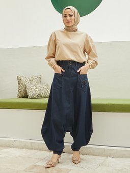 Denim Şalvar Lacivert Pantolon