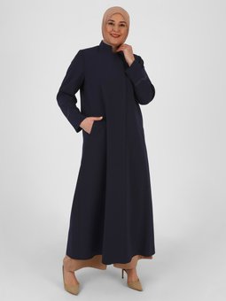 Boydan Düğmeli Lacivert Pardesü