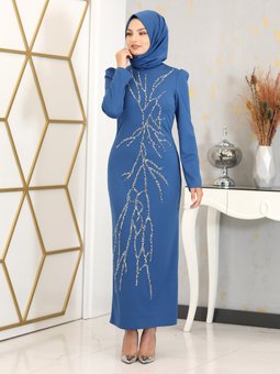 Tuana Dark İndigo Abiye Elbise