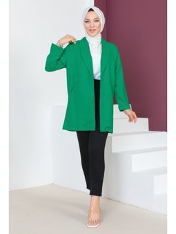 Kruvaze Yaka Yeşil Ceket