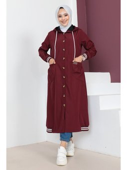 Ribanalı Bordo Trençkot