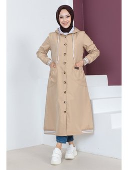 Ribanalı Camel Trençkot