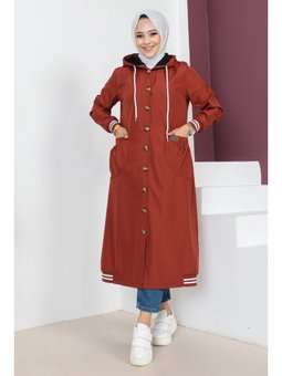 Ribanalı Kiremit Trençkot