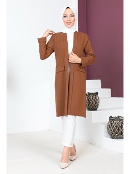 Süs Cepli Kahverengi Ceket