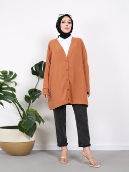 Düğmeli Tarçın Hırka