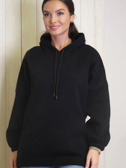 Siyah Kapüşonlu Cepli Sweatshirt