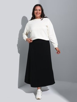 Büyük Beden Beli Lastikli Aerobin Siyah Etek