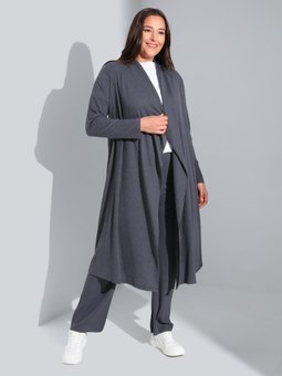 Dökümlü Salaş Büyük Beden Kaşkorse Antrasit Hırka