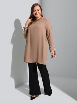Latte Büyük Beden Kol Ucu Detaylı Tunik