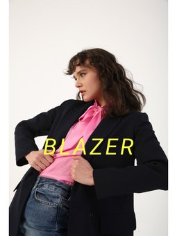 Lacivert Kruvaze Düğmeli Blazer Ceket