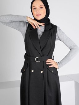 Kruvaze Yaka Kemerli Yelek 43433