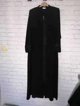 Medine İpeği, 1. Kalite, Kırışmaz, 2 Cepli, Fermuarlı, Işıltılı, Uzun, Bilek Boy ,büyük Beden Ferace