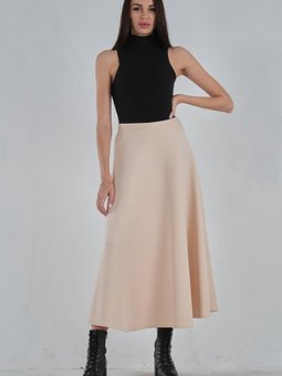 Bej Scuba Uzun Etek