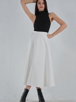 Beyaz Scuba Uzun Etek