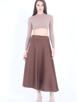 Kahve A Kesim Scuba Uzun Etek