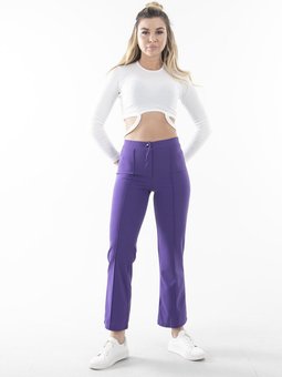 Mor Yüksek Bel Çima Dikişli Pantolon