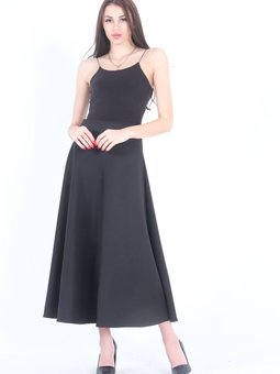 Siyah A Kesim Scuba Uzun Etek