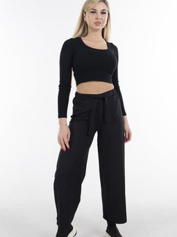 Siyah Bol Paça Lastikli Pantolon