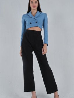 Siyah Pensli Slouchy Pantolon